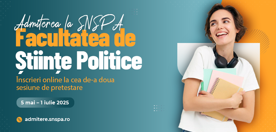 Luni, 5 mai 2025, au început înscrierile online la cea de-a doua sesiune de pretestare pentru admiterea la Facultatea de Ştiinţe Politice (SNSPA).
