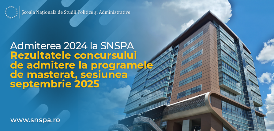 Vineri, 19 septembrie 2025, au fost afișate rezultatele concursului de admitere pentru programele de masterat ale SNSPA, sesiunea septembrie 2025.