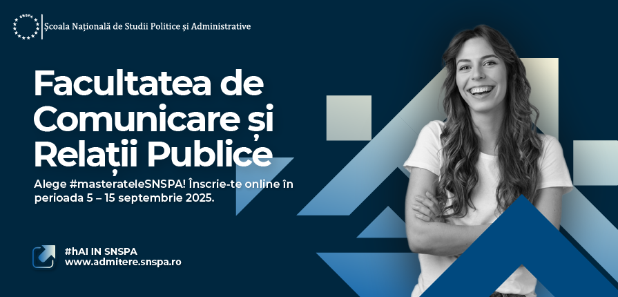 În luna septembrie 2025, Facultatea de Comunicare și Relații Publice organizează o nouă sesiune de admitere la masterat, în limita locurilor disponibile.